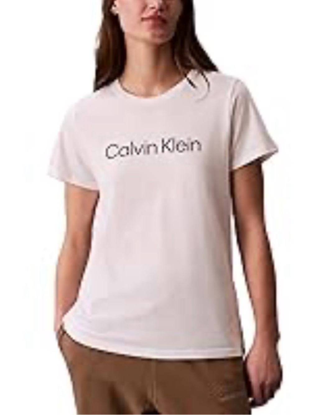 Calvin Klein Women’s White Logo Crewneck T-Shirt M